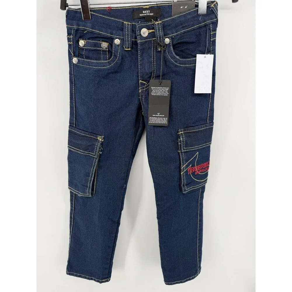 True Religion Jeans Ricky Relaxed Straight Kids Size 8 Blue New With Tags
